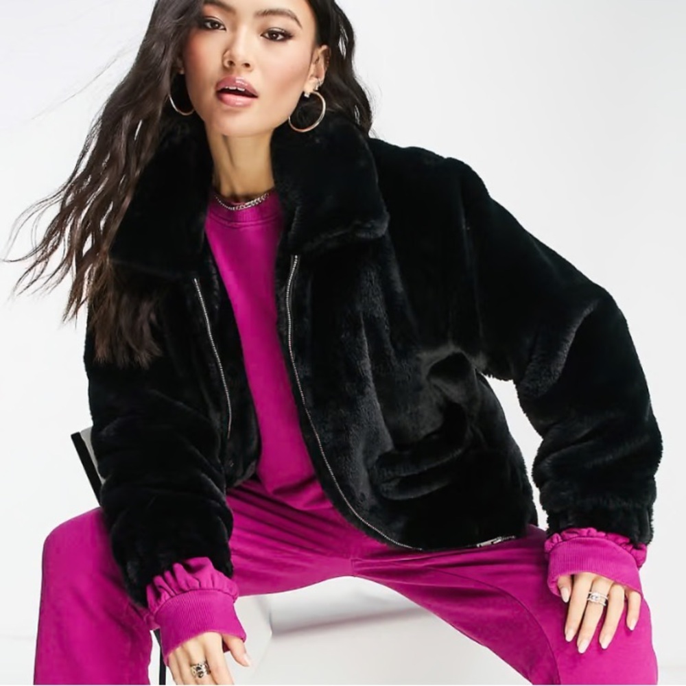 UGG Kianna Faux Fur Black Jacket Women's Size Medium (NWT)